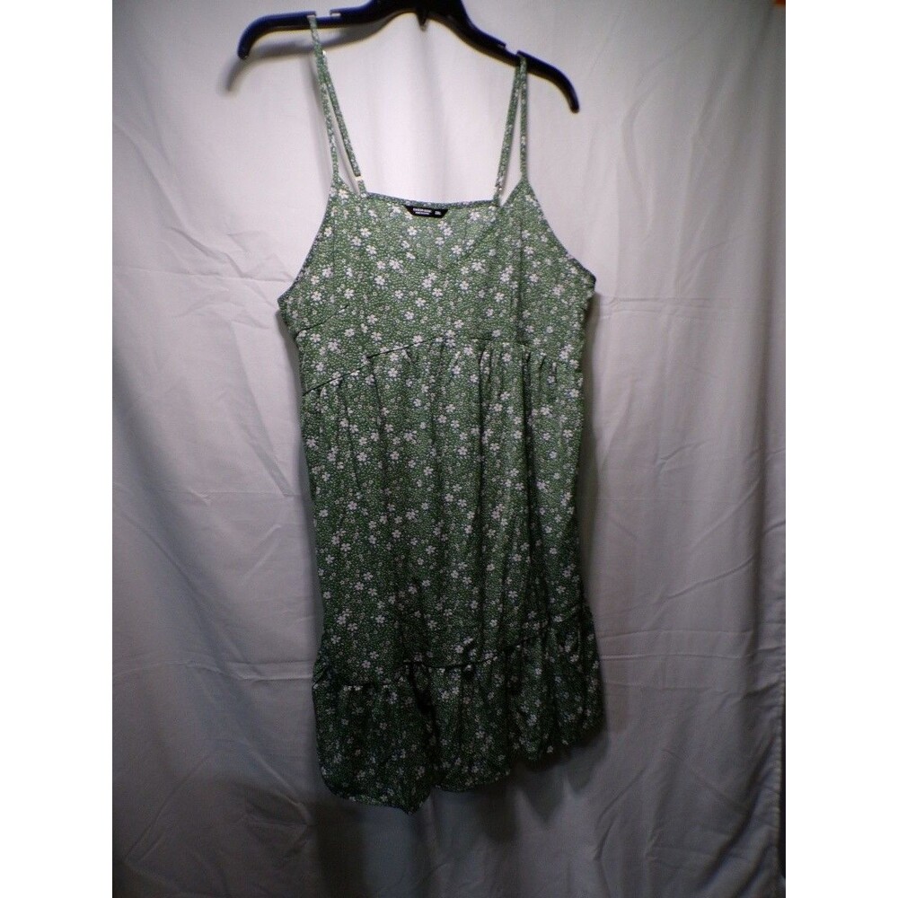 SHEIN Curve Women's 2XL Green Floral Strappy Short Sundress Plus Size